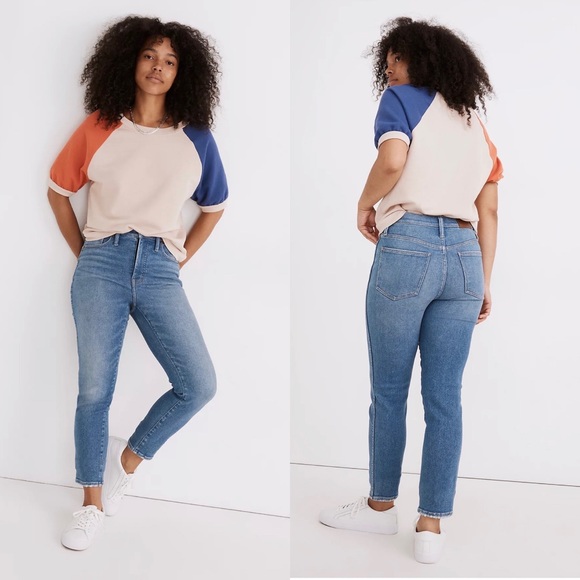 Madewell Stovepipe High Waist Rise Jeans in Ditmas Wash Straight Leg MC539 24 - Picture 5 of 16